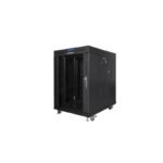 19" 15U 600x800 black LCD glass door rack cabinet Lanberg (Flat Pack) V2