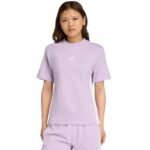 adidas Essentials 3-Stripes Cotton Womens T-Shirt Light Purple JX7619 - Image 4
