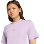 adidas Essentials 3-Stripes Cotton Womens T-Shirt Light Purple JX7619 - Image 5