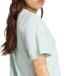 adidas Essentials Small Logo Cotton Light Blue Womens T-Shirt JY4965 - Image 6