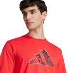 adidas Logo Graphic Mens T-Shirt Red JJ3934 - Image 4