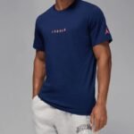 Air Jordan Jumpman Embroidered Air Crew Navy Blue Mens Sports T-Shirt - DM3182-492