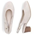 Beige leather open-toe pumps Rieker 44651-60 - Image 3