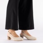 Beige leather open-toe pumps Rieker 44651-60 - Image 7