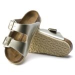Birkenstock Arizona Kids Birko-Flor Electric Metallic Gold Narrow Flip-Flops (1014841) - Image 2