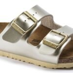 Birkenstock Arizona Kids Birko-Flor Electric Metallic Gold Narrow Flip-Flops (1014841) - Image 3
