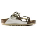 Birkenstock Arizona Kids Birko-Flor Electric Metallic Gold Narrow Flip-Flops (1014841) - Image 6