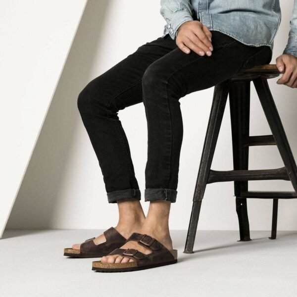 Birkenstock Arizona Nubuck Habana Narrow Brown Womens/Mens Flip-Flops (52533)