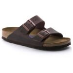 Birkenstock Arizona Soft Footbed Oiled Leather Habana Narrow Womens Slides (0452763)