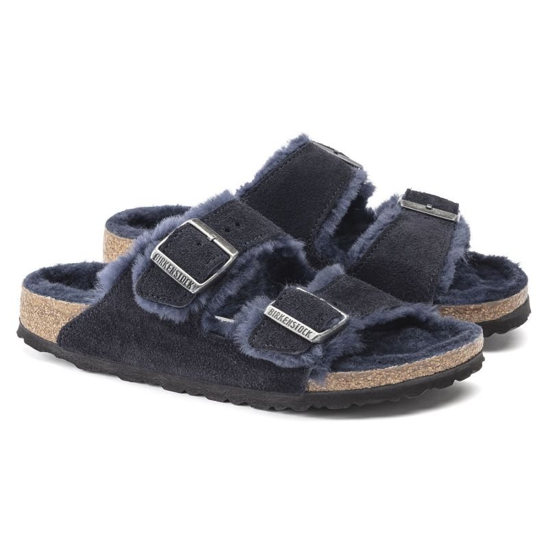 lupin-wear-ca-birkenstock-arizona-vl-shearling-midnight-suede-leather-narrow-slides-1020583-1159388 Birkenstock Arizona VL Shearling Midnight Suede Leather Narrow Slides (1020583) - Image 1