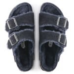 Birkenstock Arizona VL Shearling Midnight Suede Leather Narrow Slides (1020583) - Image 4