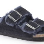 Birkenstock Arizona VL Shearling Midnight Suede Leather Wide Regular Slides (1020592) - Image 2