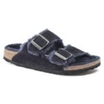 Birkenstock Arizona VL Shearling Midnight Suede Leather Wide Regular Slides (1020592) - Image 7