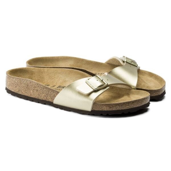 Birkenstock Madrid Birko-Flor Gold womens regular wide gold flip-flops (1016106)
