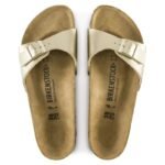 Birkenstock Madrid Birko-Flor Gold womens regular wide gold flip-flops (1016106) - Image 6