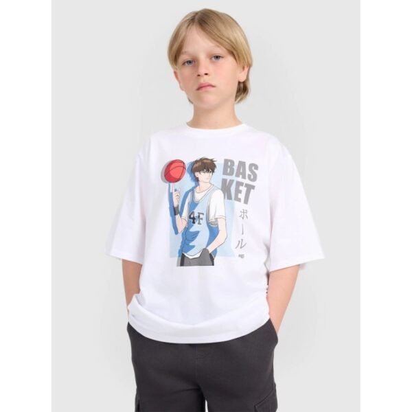 Boys oversize T-shirt with print 4F 4FJRAW25TTSHM3062-10S