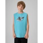 Boys regular sleeveless T-shirt with print 4F 4FJRSS26TSLEM354-047S