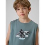 Boys regular sleeveless T-shirt with print 4F 4FJRSS26TSLEM354-46S - Image 4