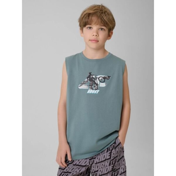 Boys regular sleeveless T-shirt with print 4F 4FJRSS26TSLEM354-46S