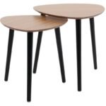 COFFEE TABLE WITH 3 LEGS, WOODEN TABLETOP, SET OF 2 - Image 2