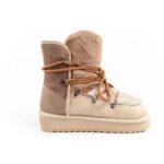 D.Franklin womens winter snow boots, fashionable fur lining, brown beige high - Image 4