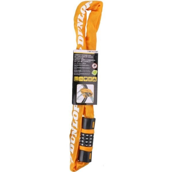 DUNLOP BICYCLE LOCK, CHAIN, COMBINATION, 90 CM, ORANGE