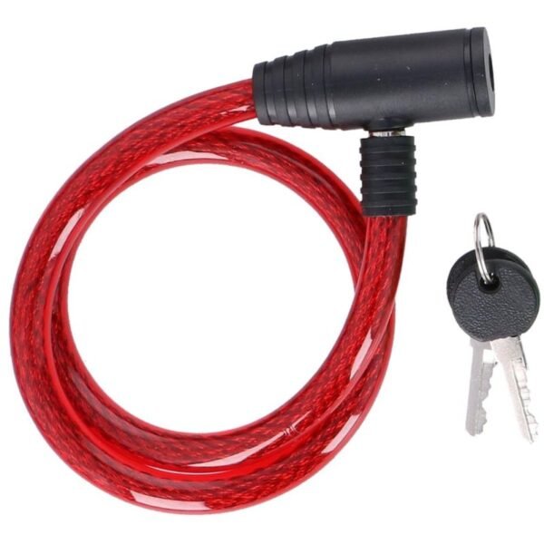 DUNLOP SPIRAL BIKE LOCK WITH KEY 1.2x65CM - RED