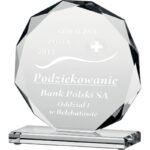 Engraved glass trophy H19 cm