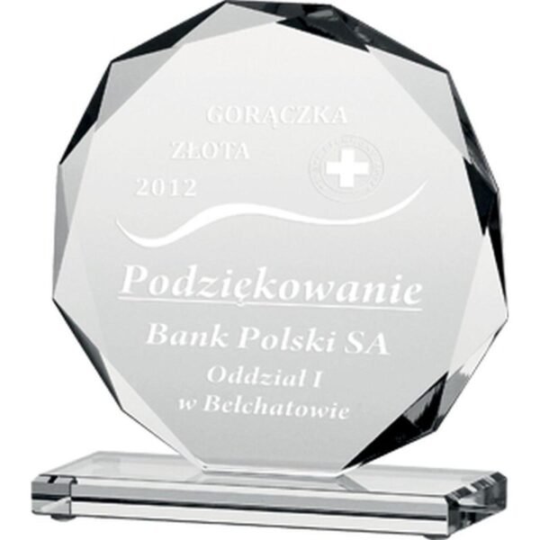 Engraved glass trophy H19 cm