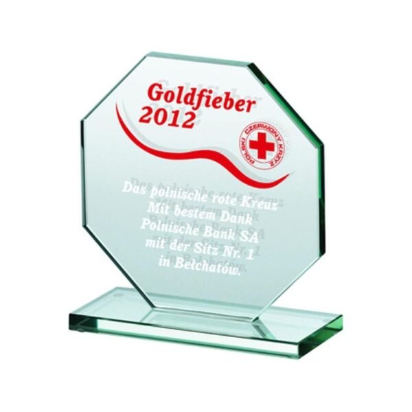 Engraved glass trophy + paint filling