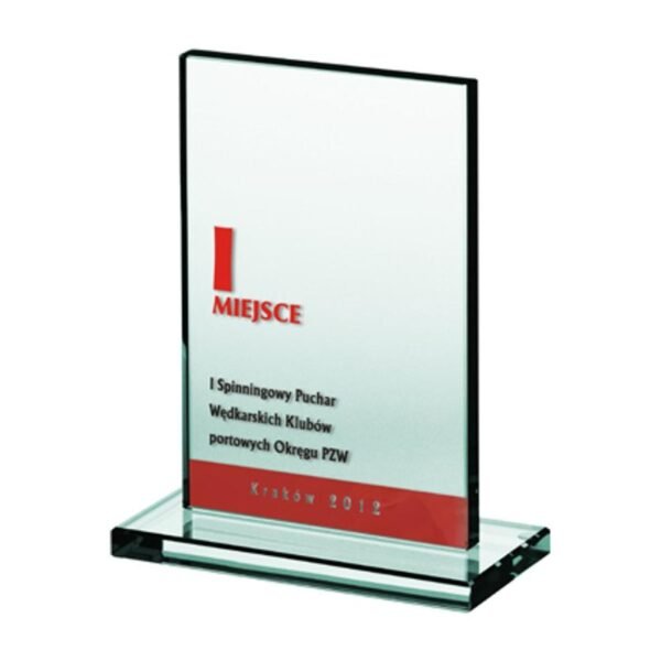 Engraved glass trophy + paint filling