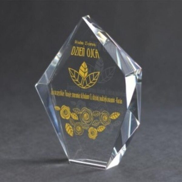Engraved glass trophy + paint filling