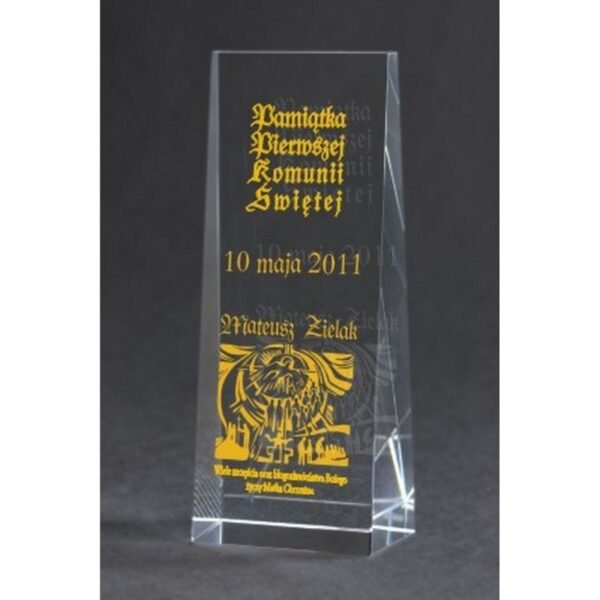 Engraved glass trophy + paint filling