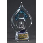 Engraved glass trophy + paint filling