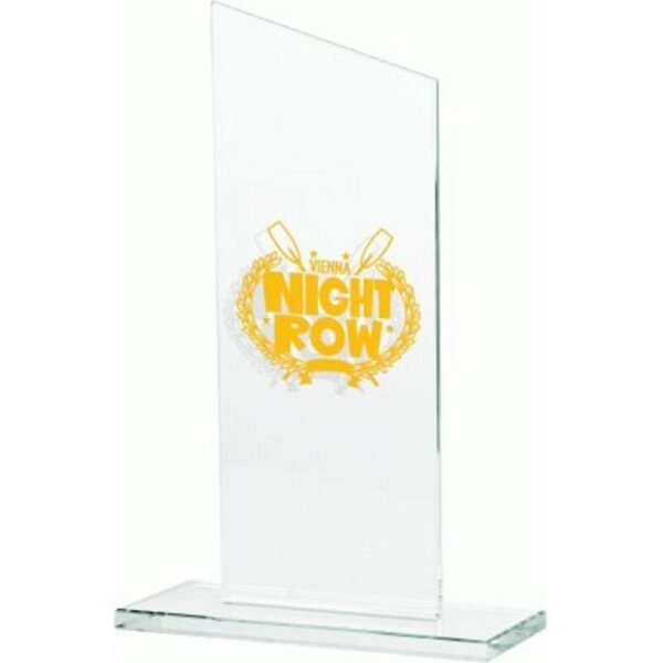 Engraved glass trophy + paint filling