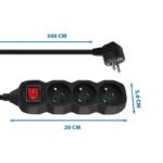 ESPERANZA 3-OUTLET POWER STRIP WITH 3M SWITCH, BLACK ELK211K - Image 3