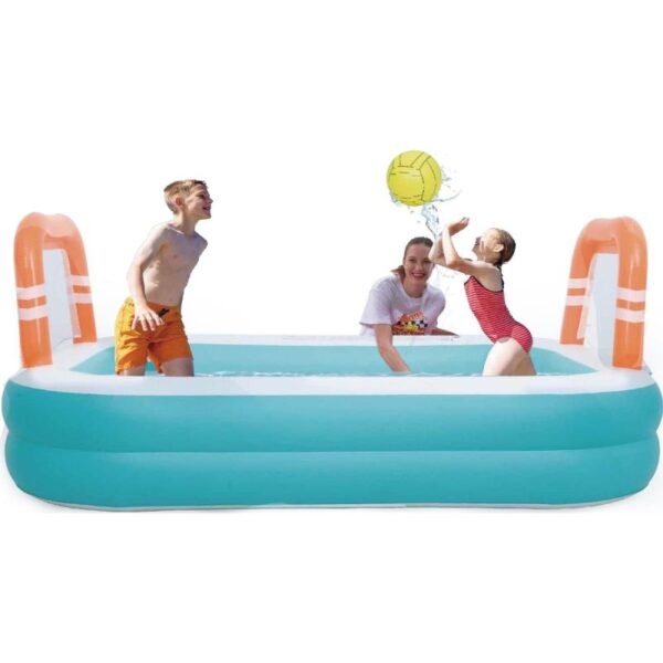 FAMILY INFLATABLE POOL RECTANGULAR 2-RING WITH GOALS 258x170x50CM 51471