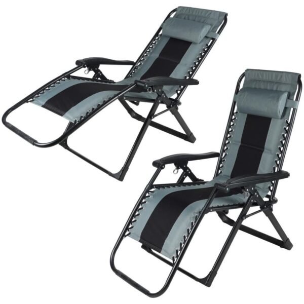 FOLDABLE GARDEN DECHAIR MULTIFUNCTIONAL 162X52/65X110CM BLACK AND GREY
