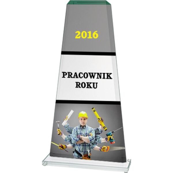 Glass trophy with LuxorJet color print