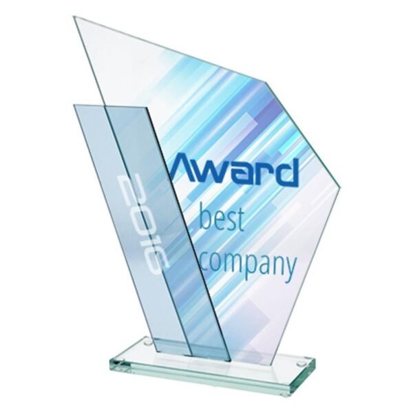 Glass trophy with LuxorJet color print
