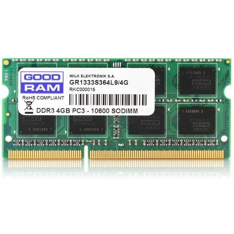 lupin-wear-ca-goodram-gr1600s364l11s-4g-memory-ddr3-so-dimm-1-x-4-gb-1600-mhz-cl11-2328391 GoodRam GR1600S364L11S/4G Memory (DDR3 SO-DIMM; 1 x 4 GB; 1600 MHz; CL11) - Image 1