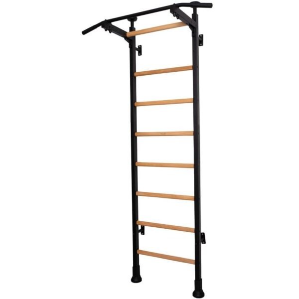 GYMNASTIC WOODEN AND METAL EXTENSION WALL BAR WITH METAL HANDLE IN OAK COLOUR BENCHK 511