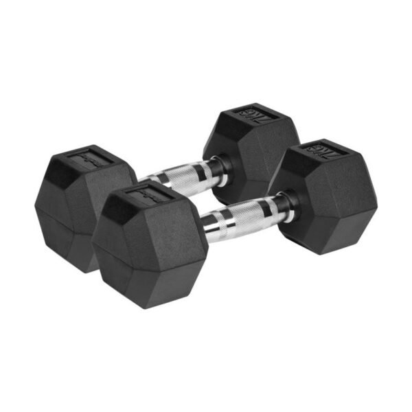HEX 2x7 kg rubber-coated cast iron dumbbells REBEL ACTIVE