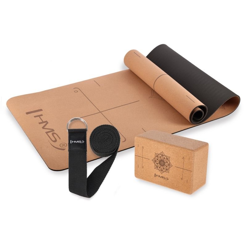 lupin-wear-ca-hms-cork-yoga-set-tpe-mat-ym11-cube-kj02-strap-sj02-2762168 HMS CORK YOGA SET TPE MAT YM11 + CUBE KJ02 + STRAP SJ02 - Image 1