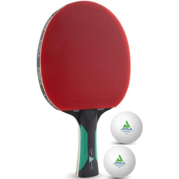 JOOLA ROSSKOPF SMASH TABLE TENNIS RACKET AND TWO TOURNAMENT BALLS