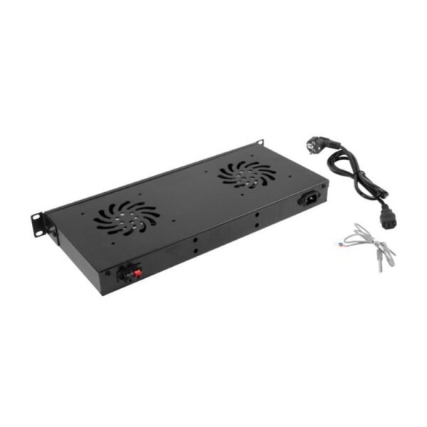 LANBERG 1U LCD 19" FAN PANEL WITH THERMOSTAT 2 FANS 230V BLACK