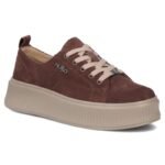 Leather platform sneakers, white, Filippo DP6122