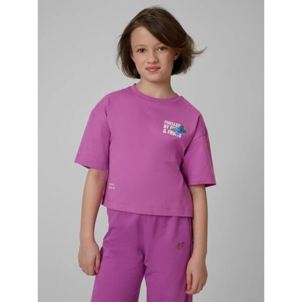 Loose T-shirt with a girls print 4F 4FJRSS26TTSHF3827-51S