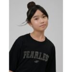 Loose T-shirt with print for girls 4F 4FJRSS26TTSHF3453-20S - Image 3