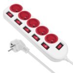 MACLEAN 5-OUTLET POWER STRIP WHITE WITH SWITCHES MCE204R/W - Image 4